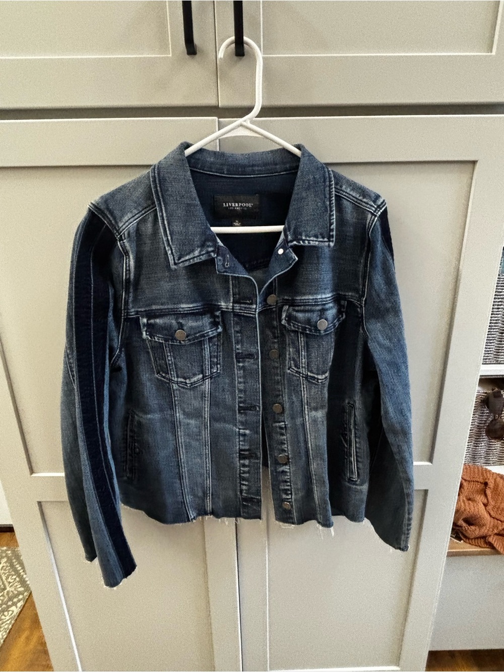 Liverpool Women’s Indigo Blue Denim Jacket with Dark Side Stripe